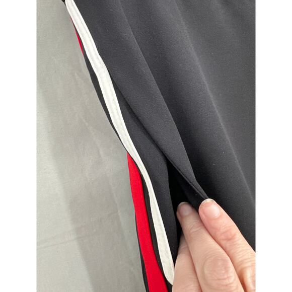 Zara Pants Medium Black Joggers Red Striped Pockets High Waist Stretch Sporty - Picture 3 of 9